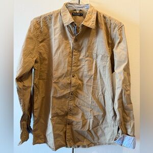 Ruggers Men Tan Casual Button-Up Cotton Shirt Long Sleeve Size M